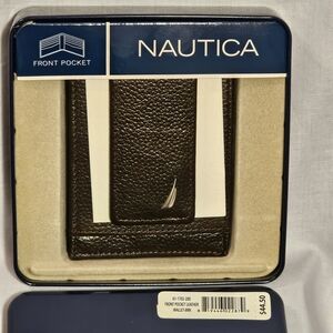 Nautica Brown Leather Front Pocket Wallet
